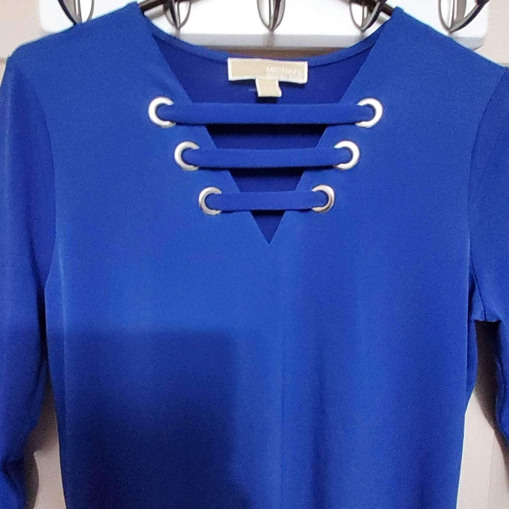 Michael Kors Royal Blue Bell Sleeve Top